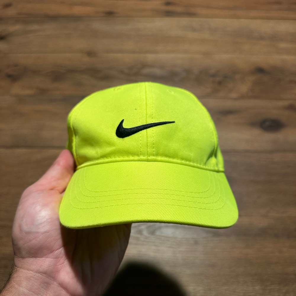 Nike Neon Yellow Swoosh Adjustable Hat Toddler Boys OS